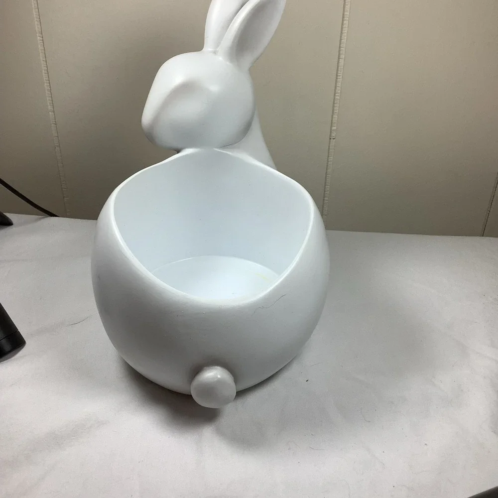 Yankee Candle White Ceramic Rabbit Easter Bunny Shaped Planter Holder